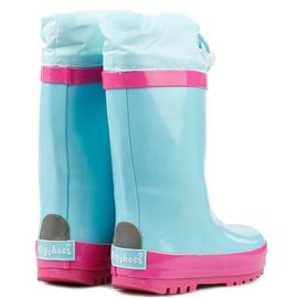 Gevoerde regenlaarzen - Turquoise met Roze