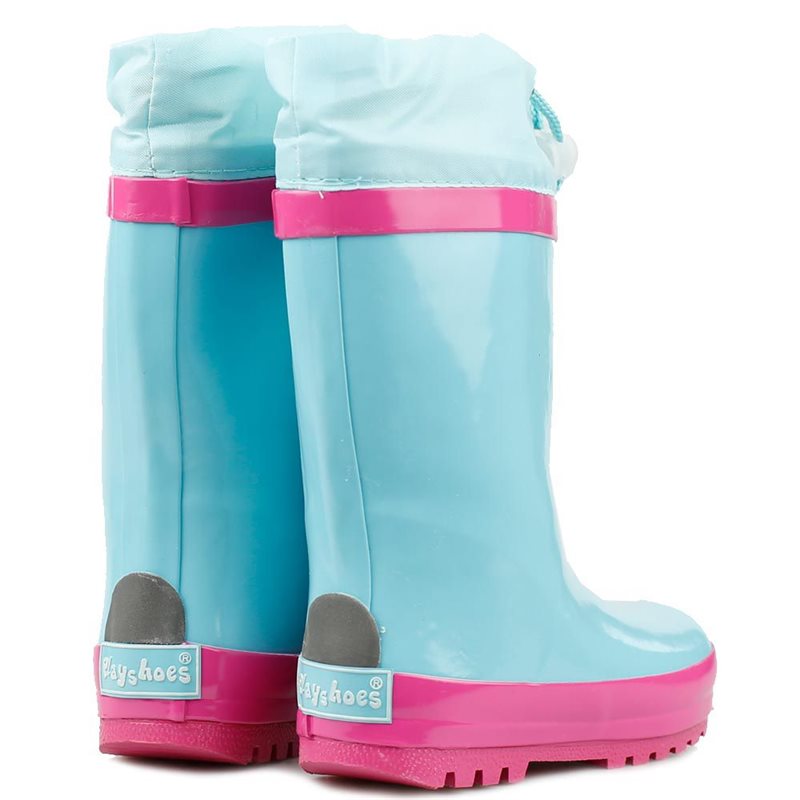Gevoerde regenlaarzen - Turquoise met Roze Gevoerde regenlaarzen - Turquoise met Roze
