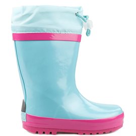 Gevoerde regenlaarzen - Turquoise met Roze Gevoerde regenlaarzen - Turquoise met Roze