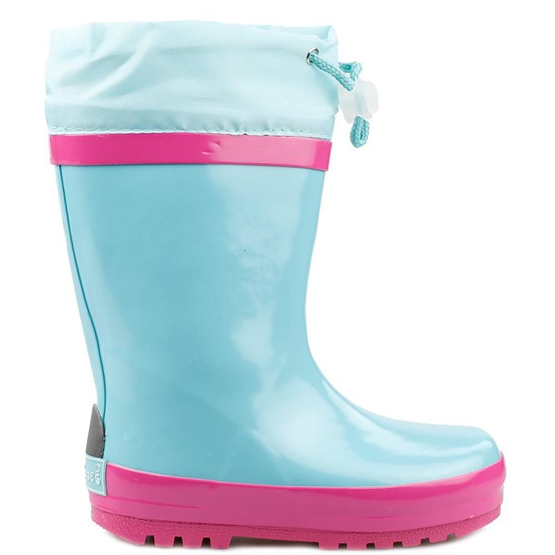 Gevoerde regenlaarzen - Turquoise met Roze