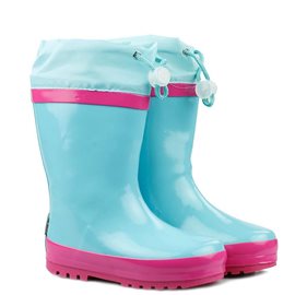Gevoerde regenlaarzen - Turquoise met Roze Gevoerde regenlaarzen - Turquoise met Roze
