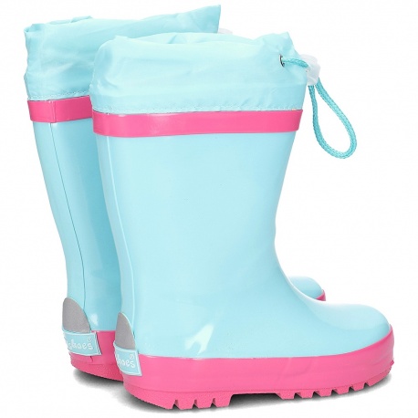 Gevoerde regenlaarzen - Turquoise met Roze Gevoerde regenlaarzen - Turquoise met Roze